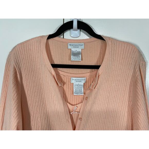 Worthington Woman Cotton Blend Cardigan Sweater 2X & Matching Tank 1X Set - Picture 3 of 11